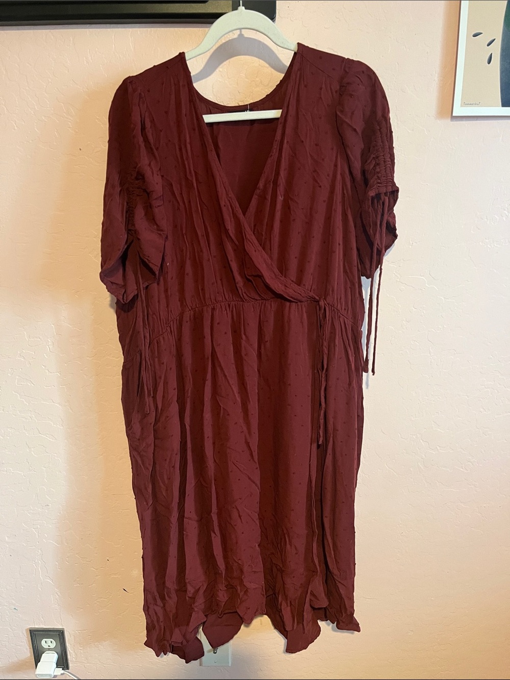 torrid Burgundy Wrap-Style Midi Dress